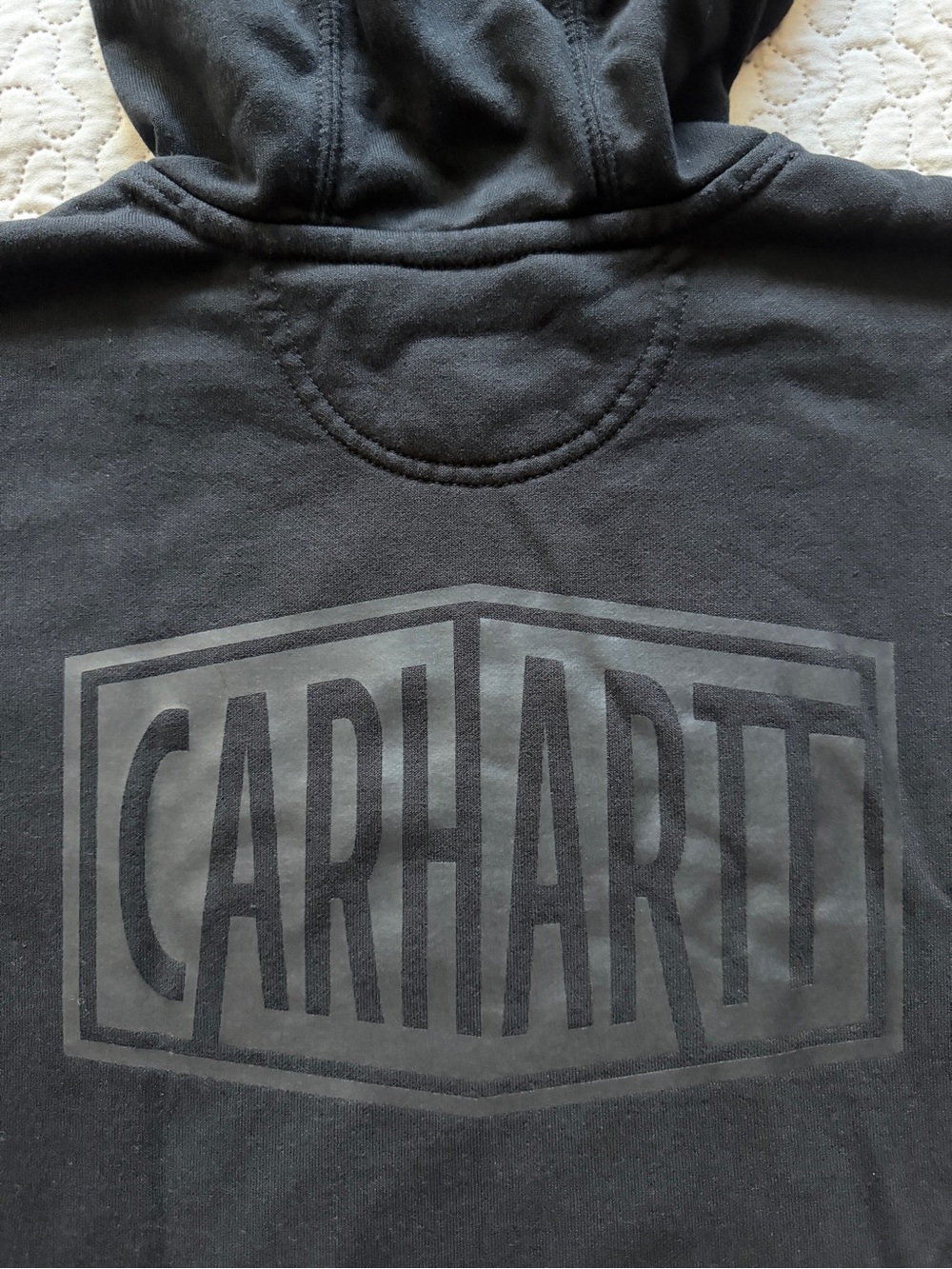 Carhartt Rain Defender 107030 Men’s Medium Black Loose Fit Logo Hoodie - Picture 9 of 14